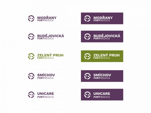 Vývoj vizuální identity soukromé ORL kliniky od ENT private clinic po FORTMEDICA.